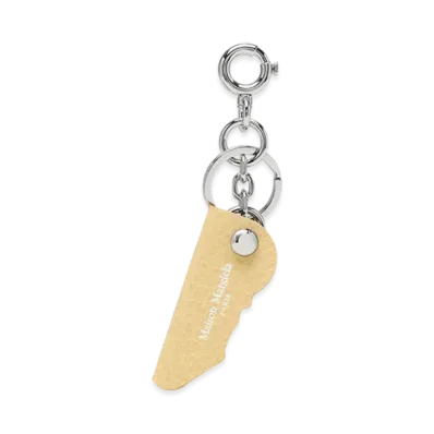 Maison Margiela Logo Leather Keyring "Cream"