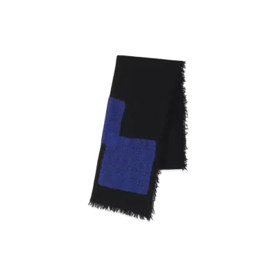 Yohji Yamamoto W GAUZE/KNIT SQUARE NEEDLE/STOLE "Navy"