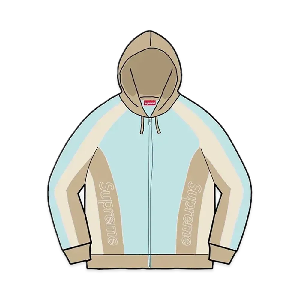 Supreme Track Paneled Zip Up Hooded Sweatshirt "Pale Blue"