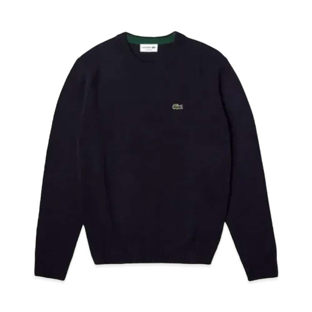 LACOSTE Sustainable Wool Knit One Point Sweater "Navy"