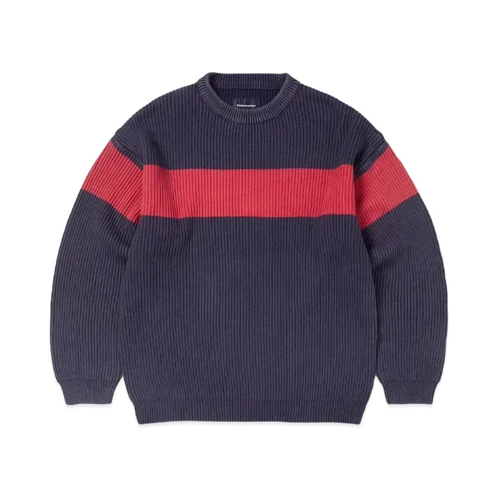 thisisneverthat Washed Block Knit Sweater "Navy"