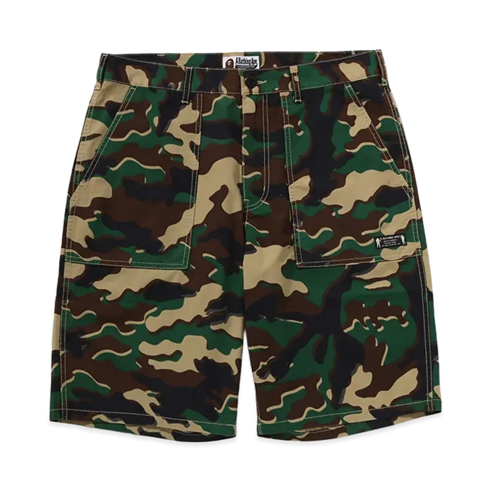 A BATHING APE Glitch Woodland Camo Shorts "Green"