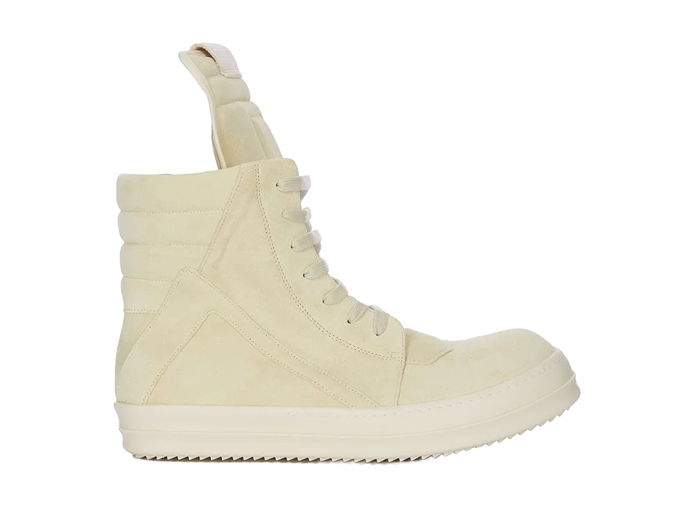Rick Owens SS26 Geobasket Suede Leather "Butter/Milk"