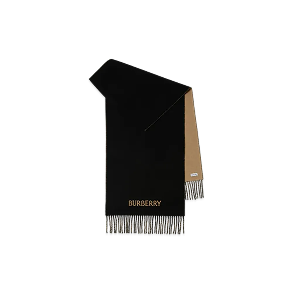 Burberry Reversible EKD Cashmere Scarf "Camel/Black"