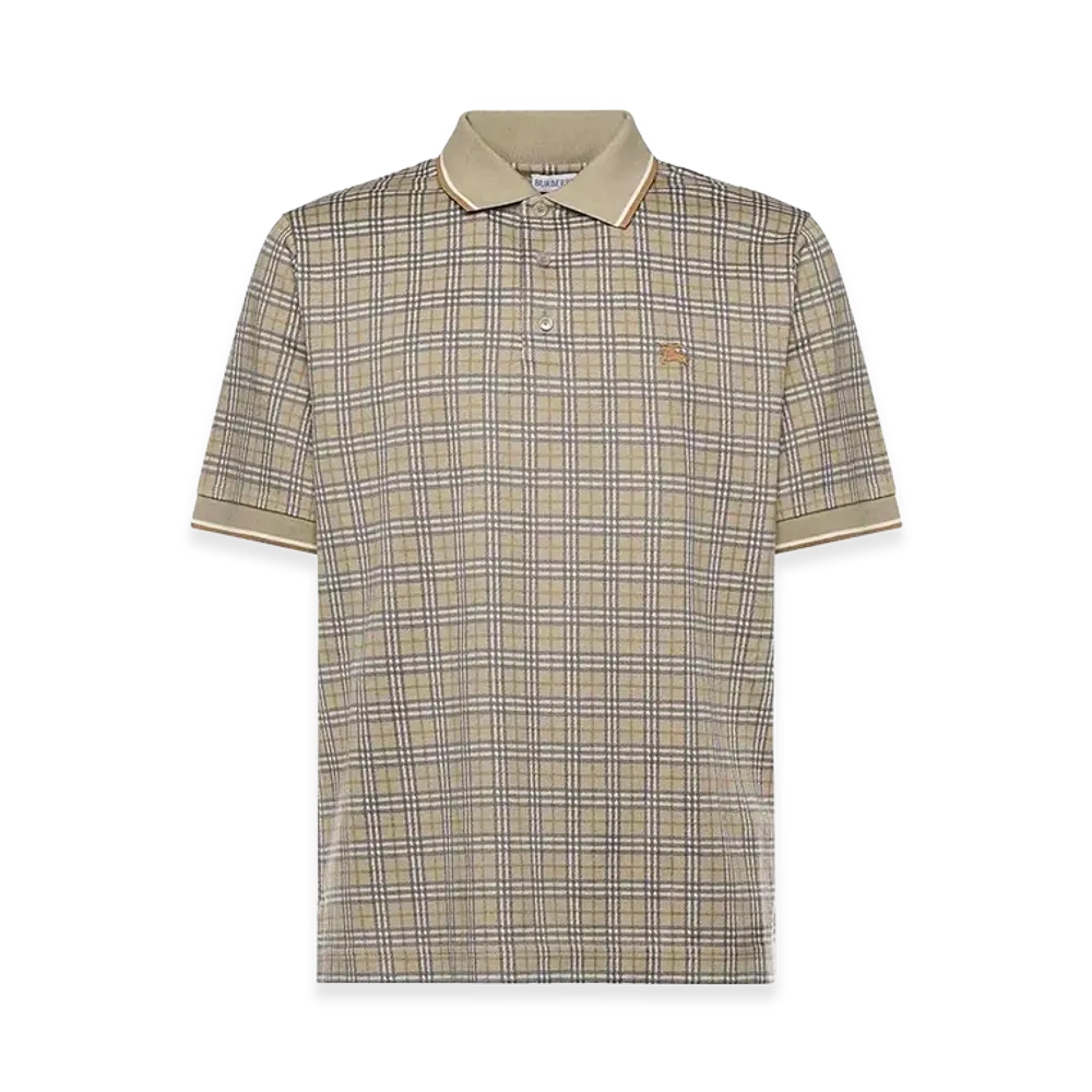 Burberry Check Cotton Blend Polo Shirt "Green"