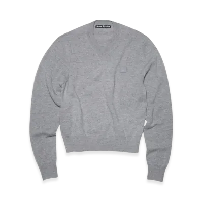 Acne Studios Wool V-Neck Sweater "Grey Melange"