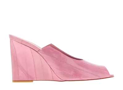 FENDI Women's Pink Leather Arco Wedges "Pink"