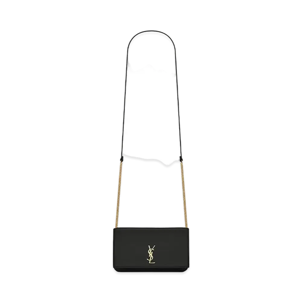 Saint Laurent Monogram Phone Holder With Strap In Smooth Leather "Black"