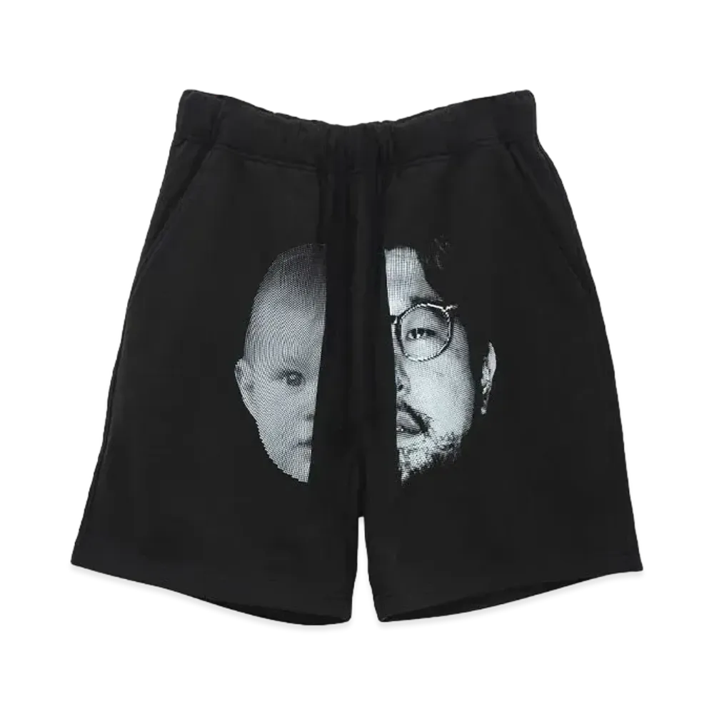 NISHIMOTO IS THE MOUTH 2 FACE SWEAT SHORTS "BLACK"
