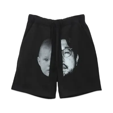 NISHIMOTO IS THE MOUTH 2 FACE SWEAT SHORTS "BLACK"