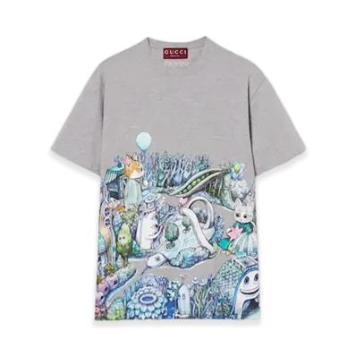 GUCCI x Higuchi Yuko Cotton Jersey T-shirt Japan Exclusive "Grey Melange"