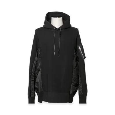 sacai Sponge Sweat x Nylon Twill Hoodie "Black/Black"