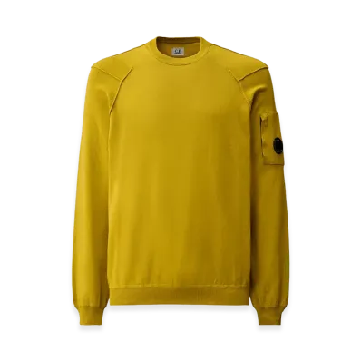 C.P. Company Cotton Sea Island Crewneck Lens Knit "Antique MossYellow"