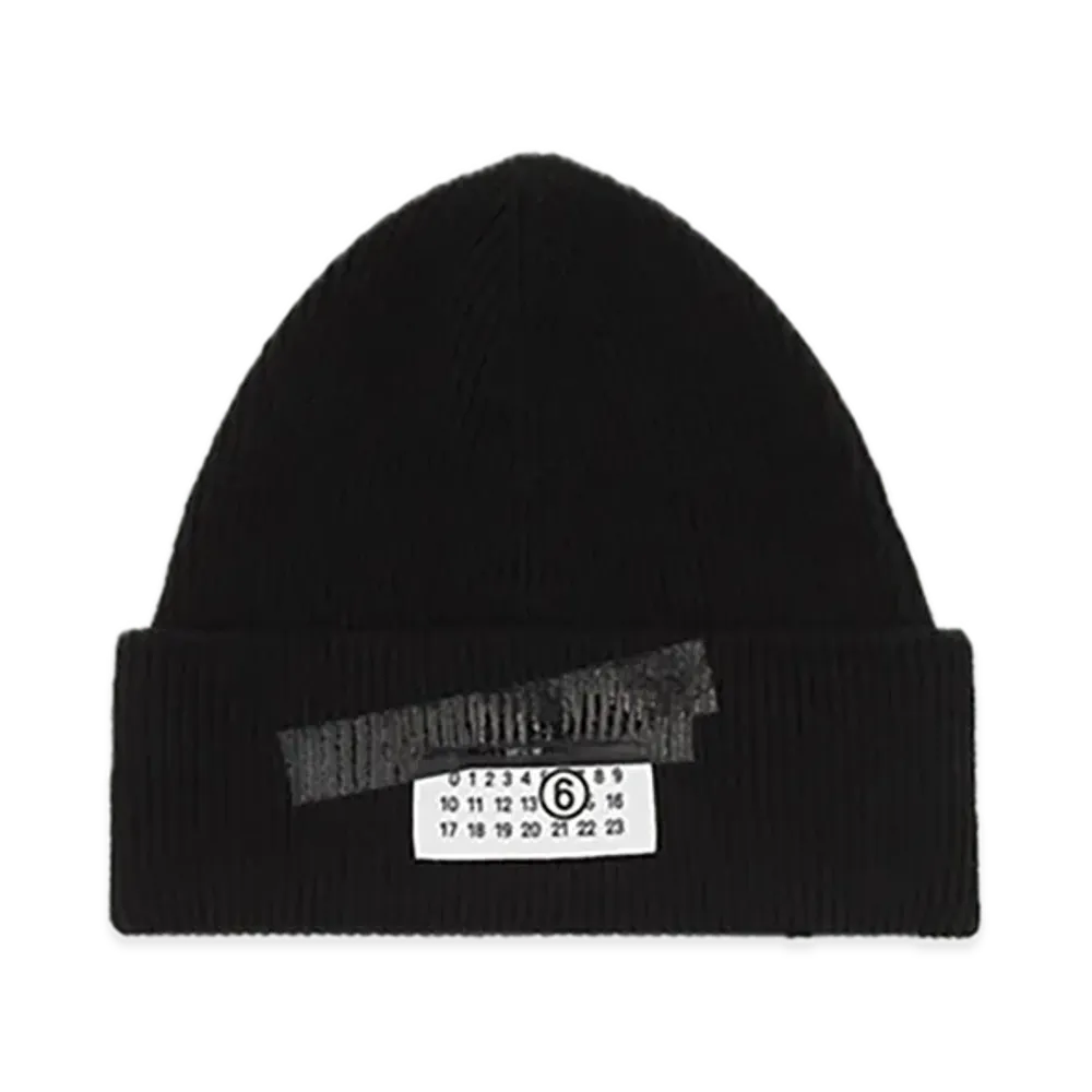 MM6 Maison Margiela Taped Wool Blend Beanie "Black"