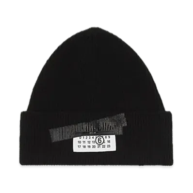 MM6 Maison Margiela Taped Wool Blend Beanie "Black"