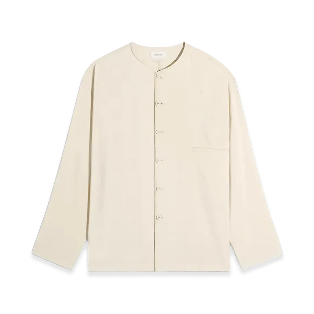 LEMAIRE Dry Silk V-Neck Shirt "Oat Milk"