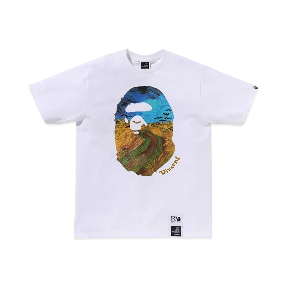 A BATHING APE x Van Gogh Museum Ape Head Canvas Art Tee "White"