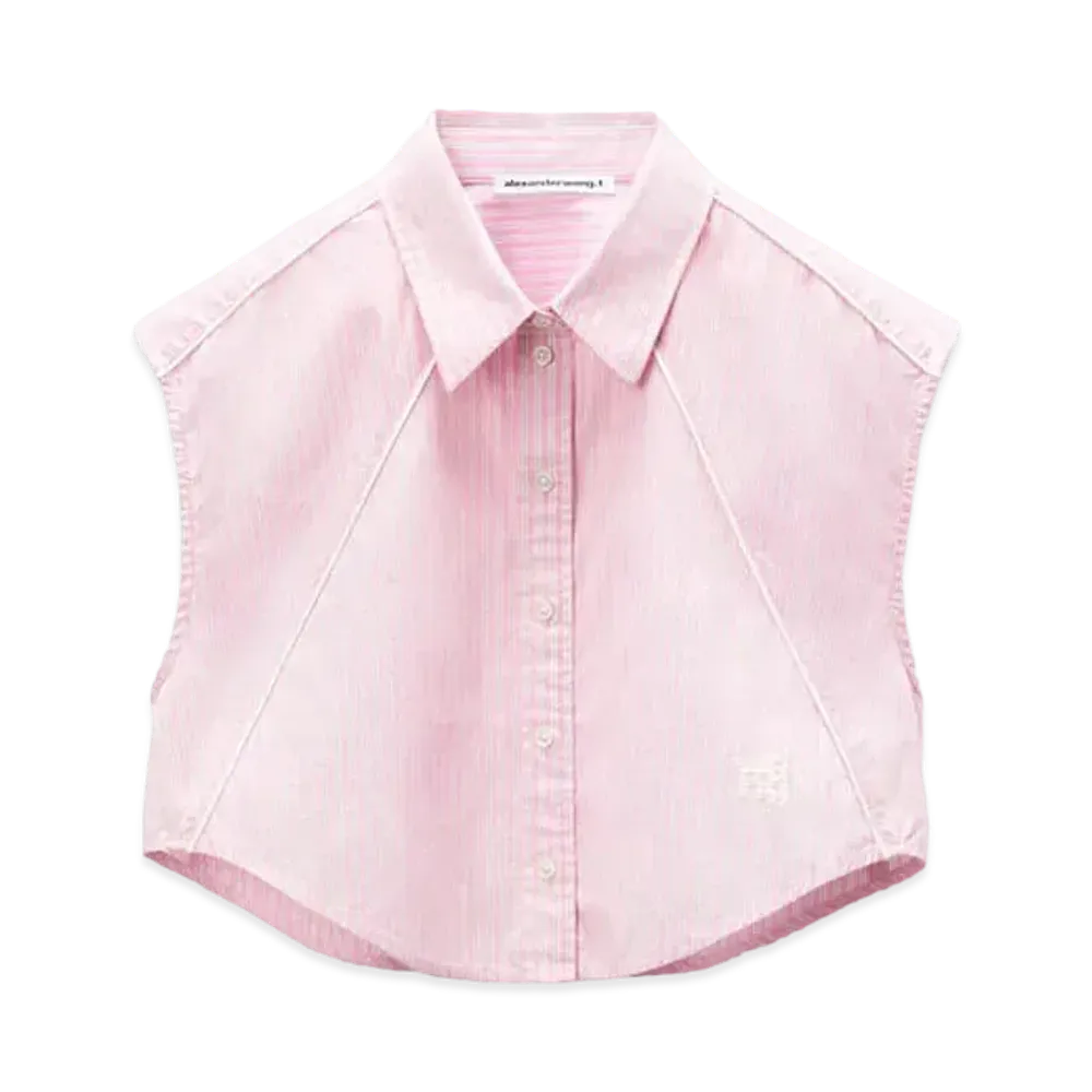 Alexander Wang Cropped Sleeveless Button Up Shirt "Pink Stripe"