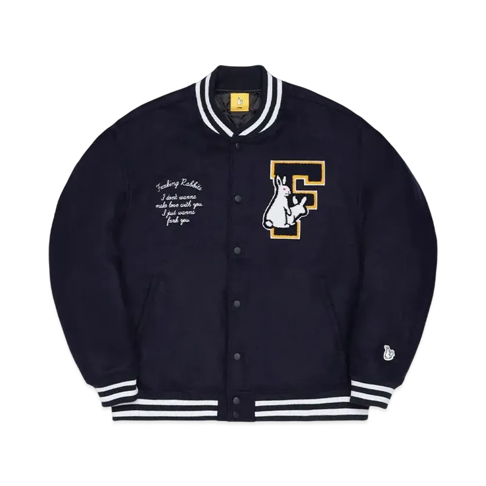 FR2 Rabbits Emblem Varsity Jacket "Navy"