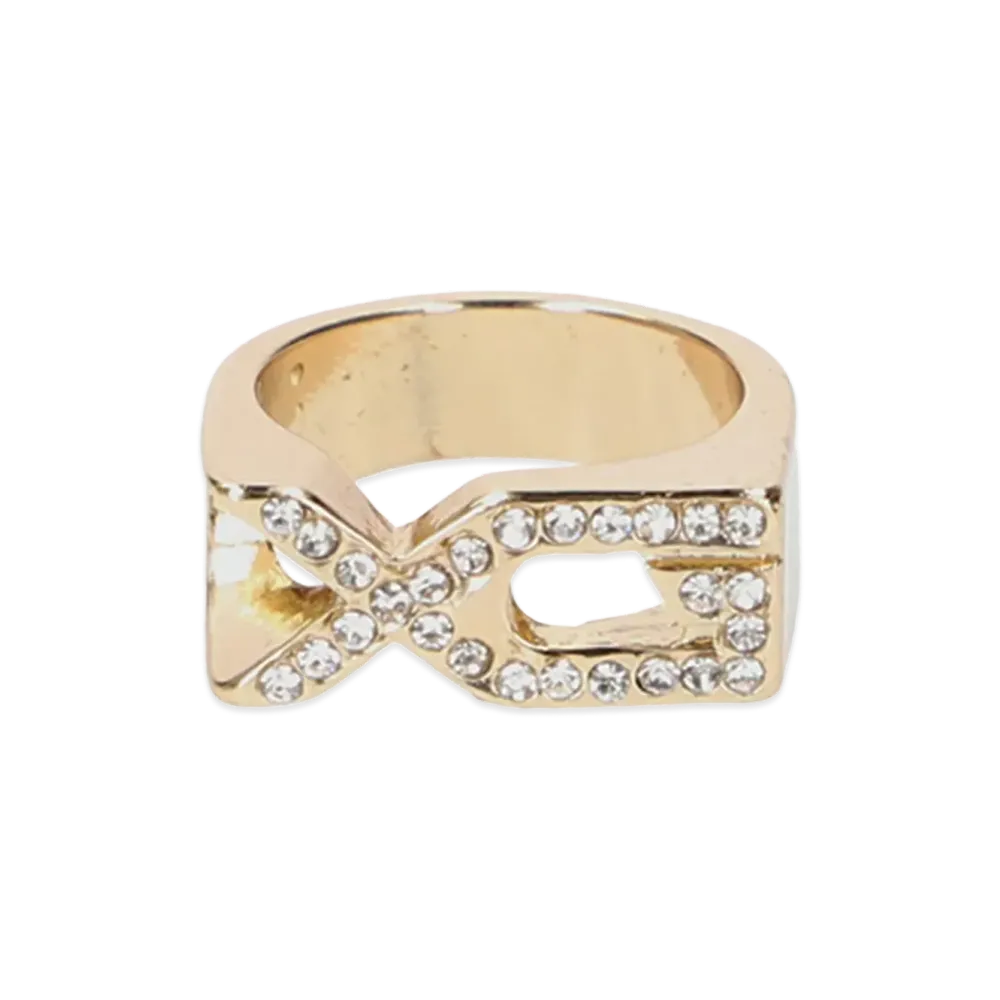 X-Girl Women's Xg Emblem Rhinestone Ring "Gold"