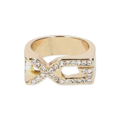 X-Girl Women's Xg Emblem Rhinestone Ring "Gold"
