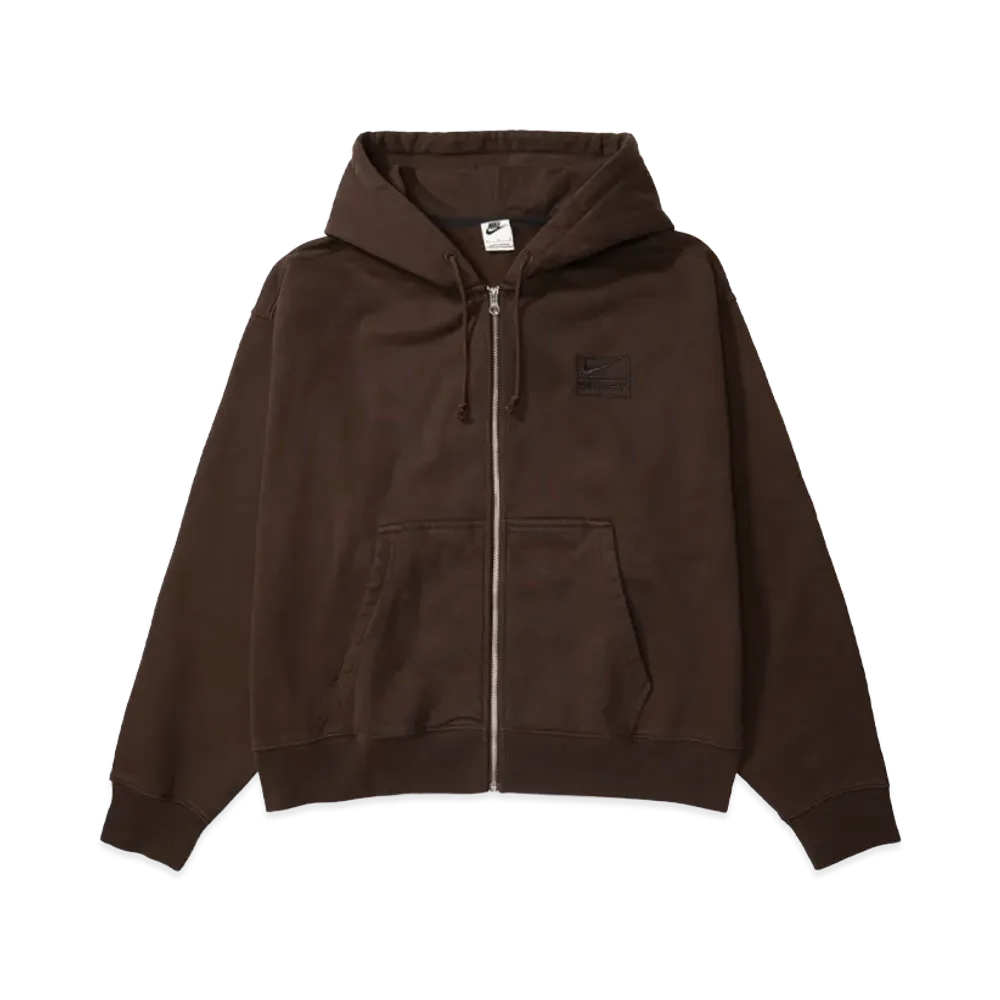 Stussy x Nike Stone Washed Fleece Zip Hoodie "Dark Cinder" (US Size) FJ9175-261
