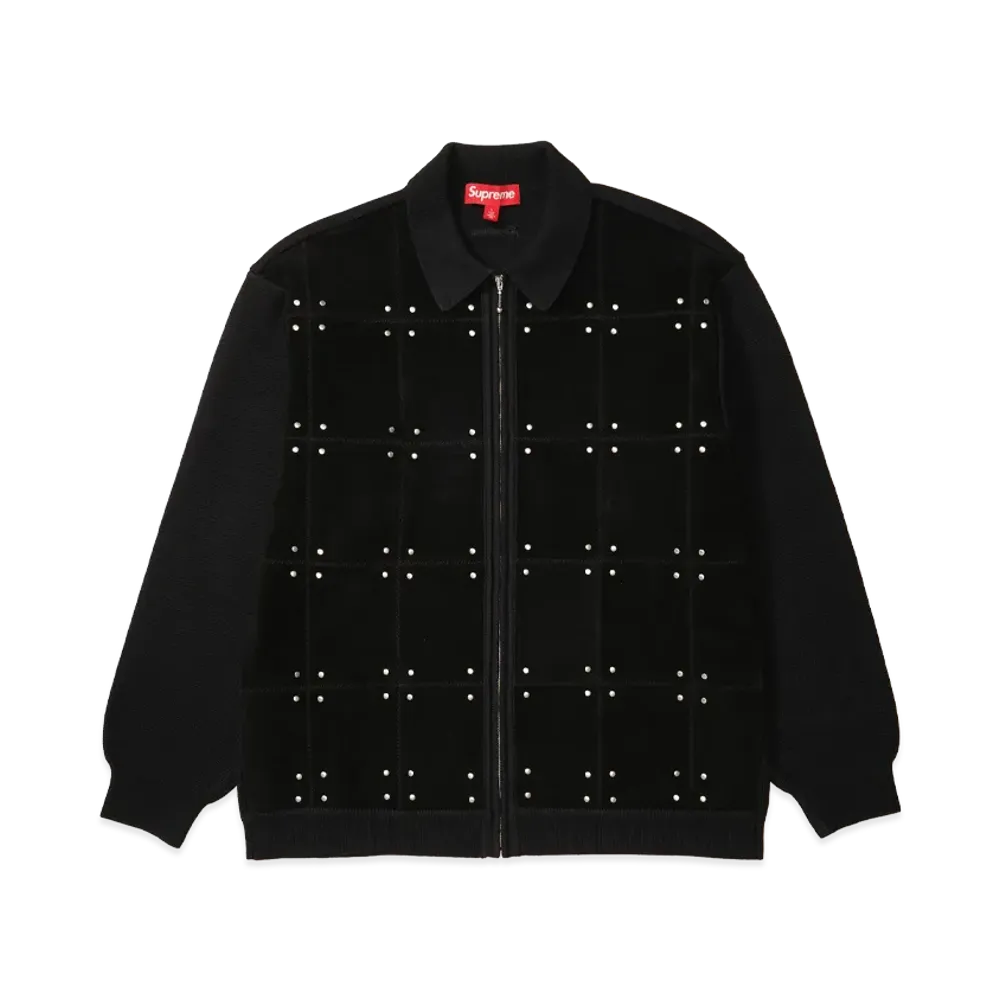 Supreme Studded Suede Zip Up Cardigan "Black"