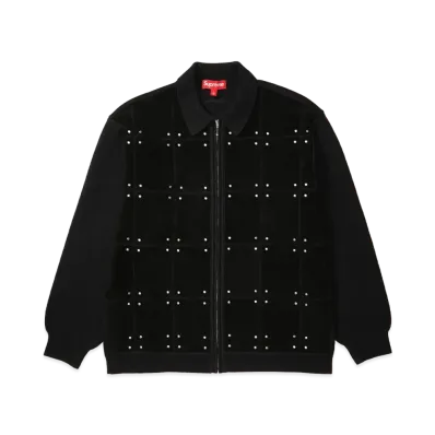 Supreme Studded Suede Zip Up Cardigan "Black"