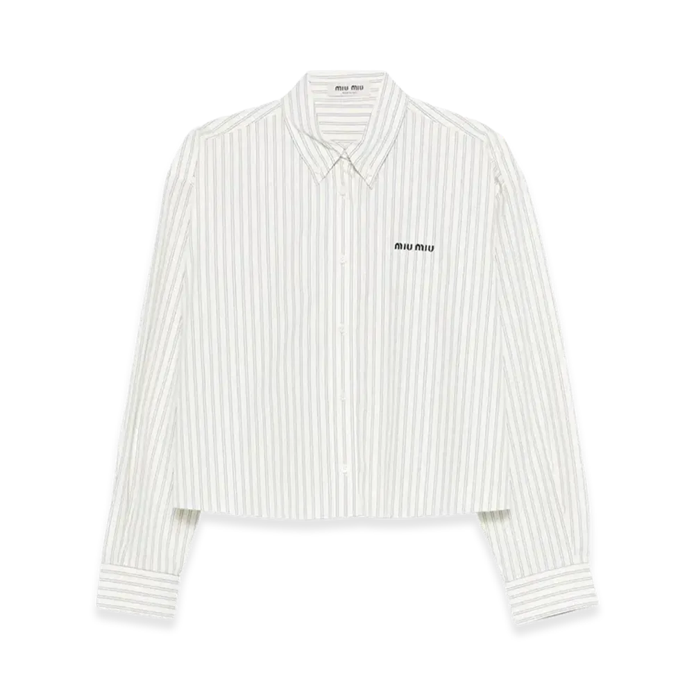 MIU MIU Women's Popeline Stripe Shirt "Beige"