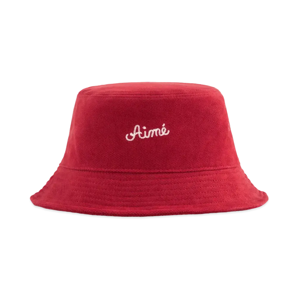 Aime Leon Dore Chain Stitch Moleskin Bucket Hat "Red"