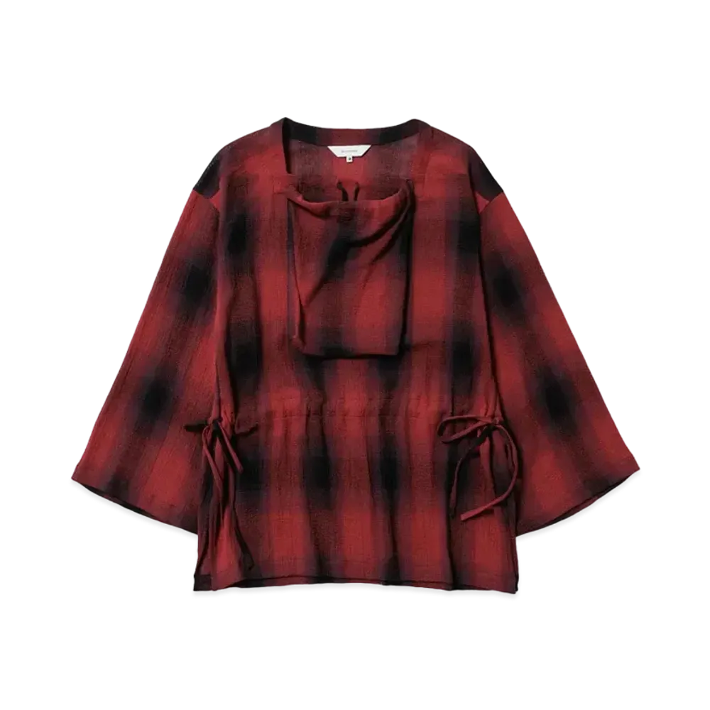Sasquatchfabrix Dp Square Neck Harvest Smock "Red X Black Check"