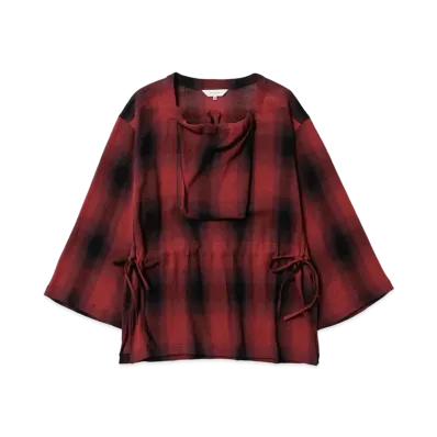 Sasquatchfabrix Dp Square Neck Harvest Smock "Red X Black Check"