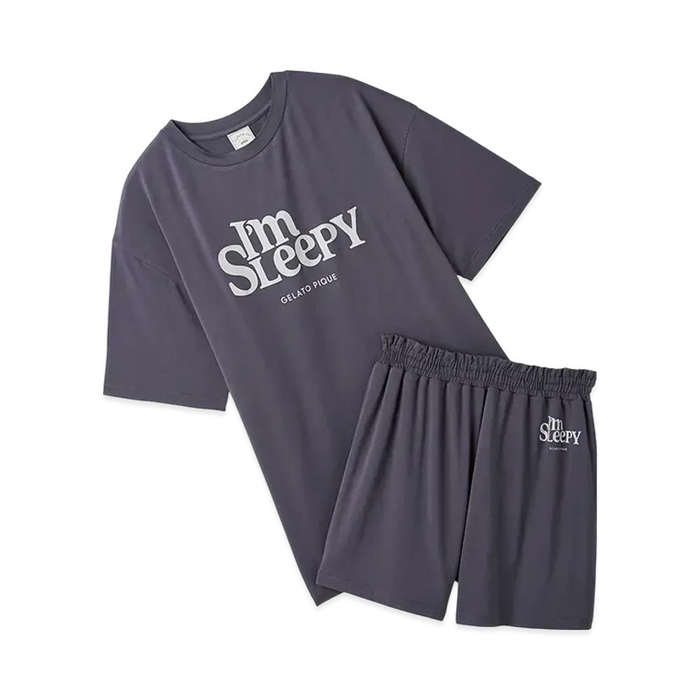 GELATO PIQUE Colorful Rayon Logo Big T-Shirt & Shorts Set "Navy"