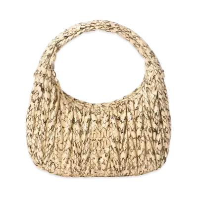 MIUMIU Wander Matelasse Ayers Snakeskin Hobo Bag "Off White"