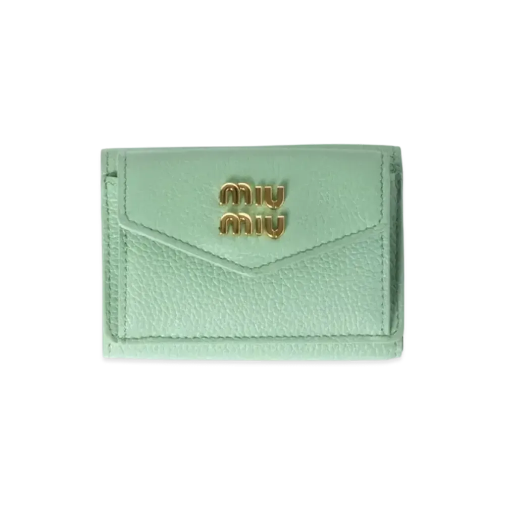 MIUMIU Small Leather Wallet "Pastel Green"