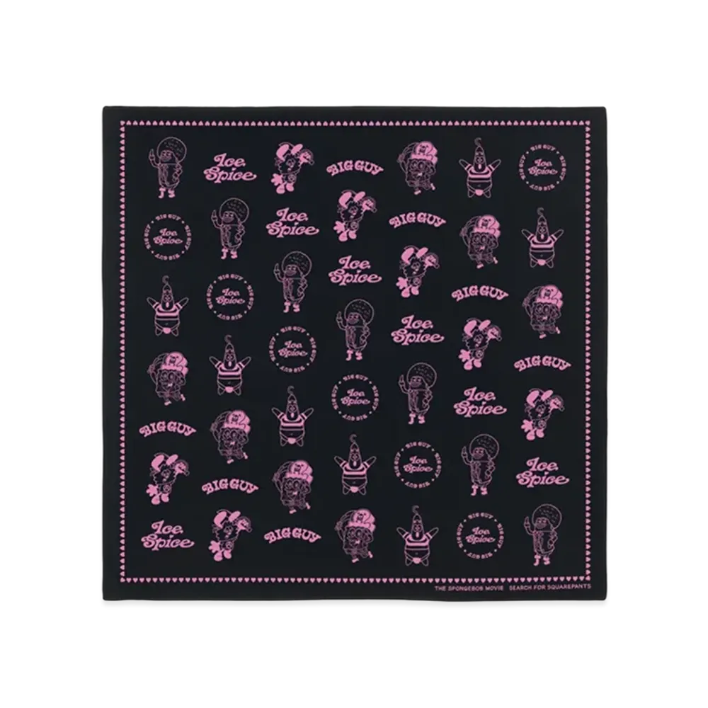 VERDY x Ice Spice x SpongeBob "Big Guy" Bandana "Black/Pink"