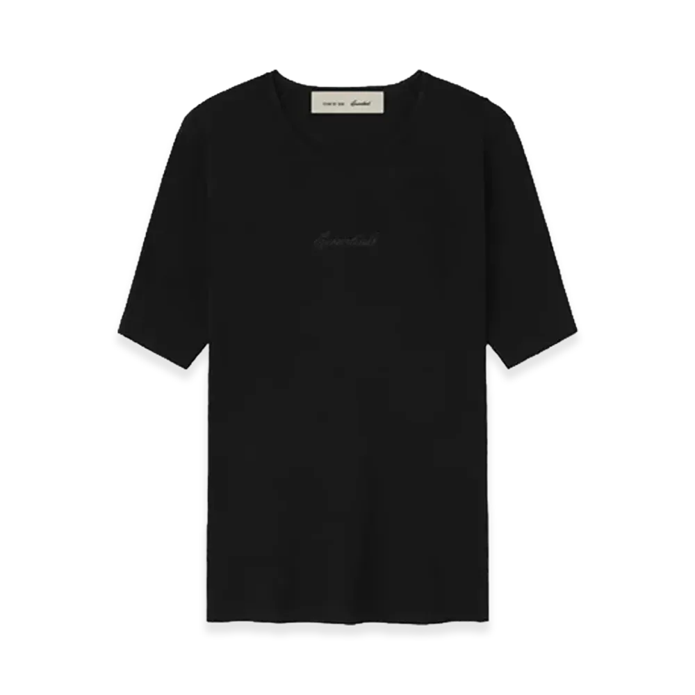 FEAR OF GOD ESSENTIALS Women's Signature Rib Knit Fitted Short Sleeve Tee "Vintage Black"