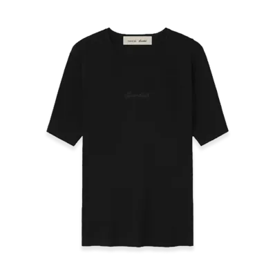 FEAR OF GOD ESSENTIALS Women's Signature Rib Knit Fitted Short Sleeve Tee "Vintage Black"
