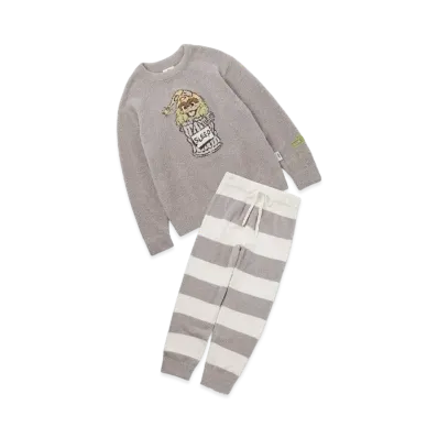 GELATO PIQUE x Sesame Street Motif Jacquard Pullover & Long Pants Set "Gray"