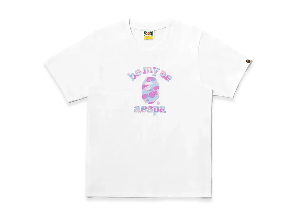 A BATHING APE x aespa College Relaxed Fit Tee "White"