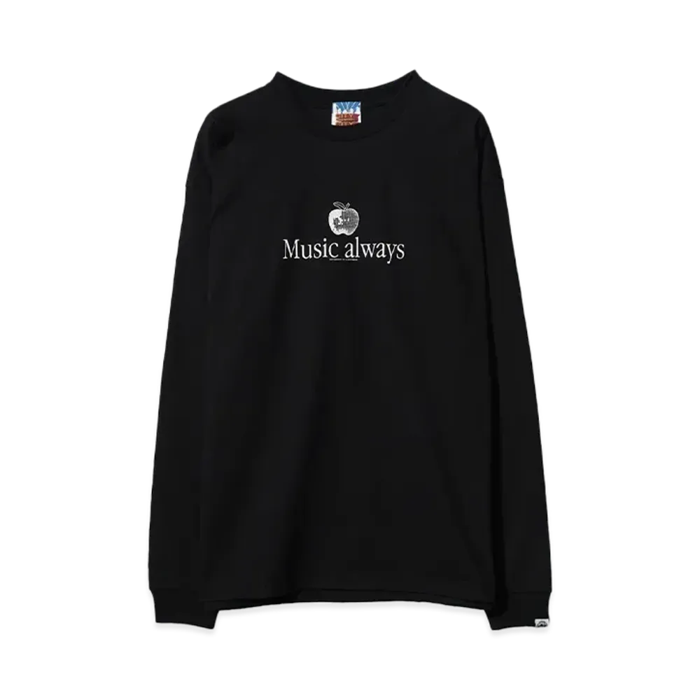 CITY COUNTRY CITY COTTON L/S T-SHIRT_Music always "BLACK"