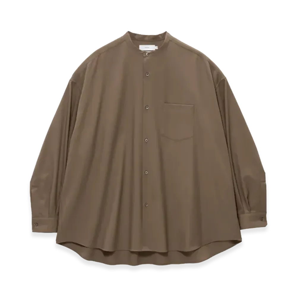 Graphpaper Extra Fine Wool L/S Oversized Band Collar Shirt "Brown"