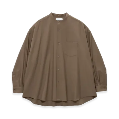 Graphpaper Extra Fine Wool L/S Oversized Band Collar Shirt "Brown"