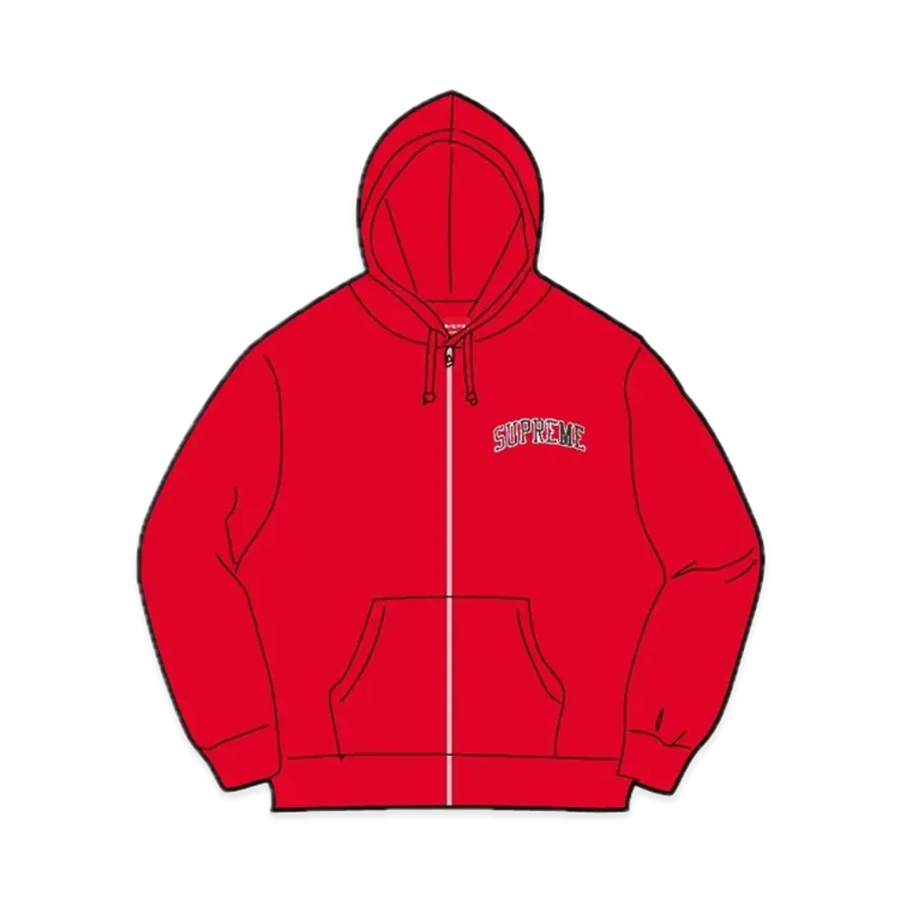 Supreme x Mitchell & Ness Doughboy Zip Up Hooded Sweatshirt "Red"
