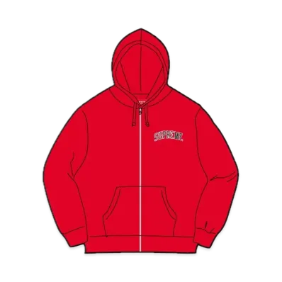 Supreme x Mitchell & Ness Doughboy Zip Up Hooded Sweatshirt "Red"