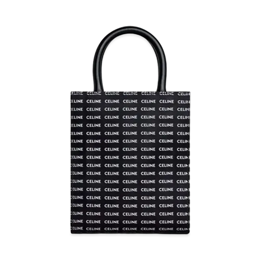 CELINE Mini Vertical Cabas in Canvas with Celine All Over Print "Black/White"