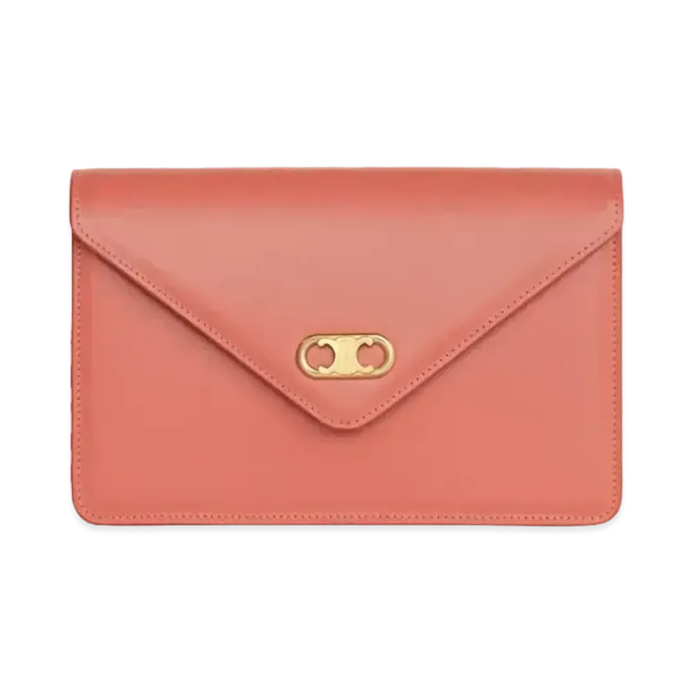 CELINE Maillon Triomphe Wallet on Chain in Shiny Calfskin  "Lychee"