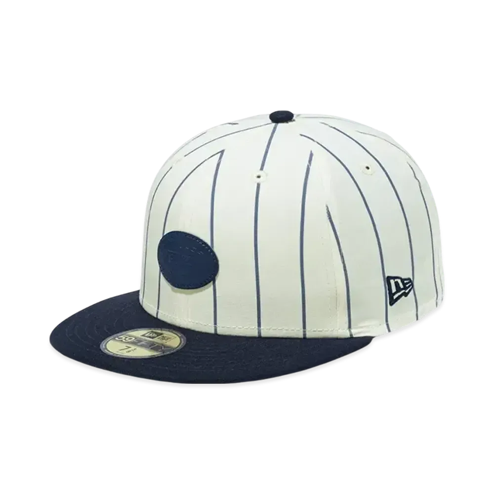 NEW ERA BLACK LABEL SS25 59Fifty Leather Patch "Chrome Stripe/Navy"