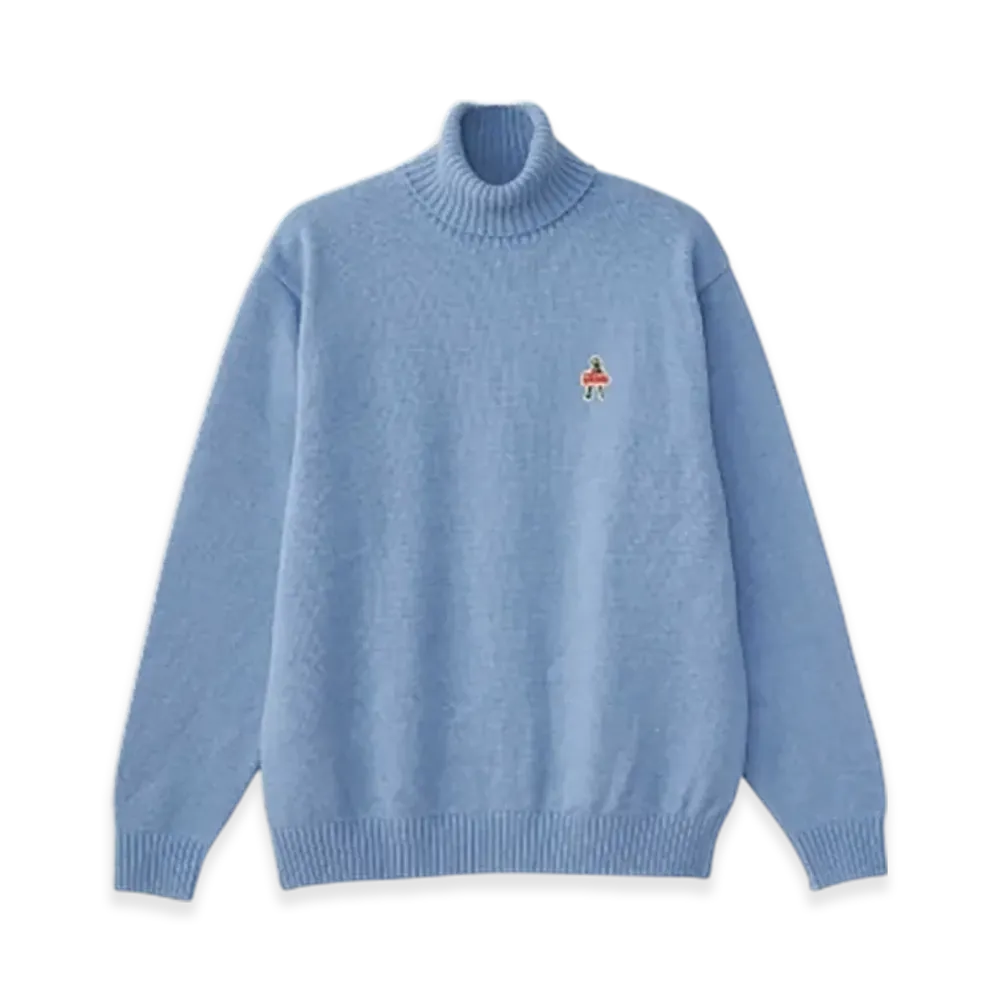 HYSTERIC GLAMOUR Vixen Girl Patch Turtleneck Sweater "Blue"