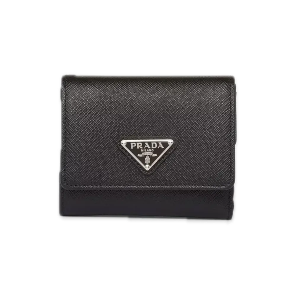 PRADA Saffiano Triangle Wallet "Black"